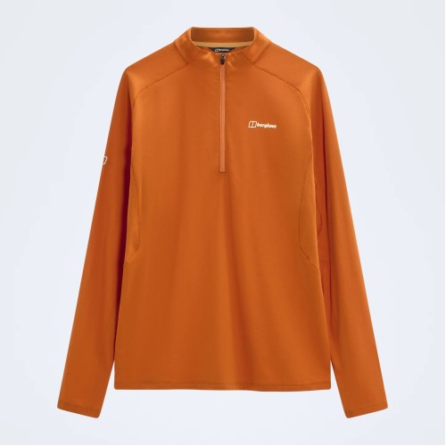 Berghaus Men's Theralite Half Zip Tech Tee - Blazing Fire Berghaus Men's Theralite Half Zip Tech Tee - Blazing Fire