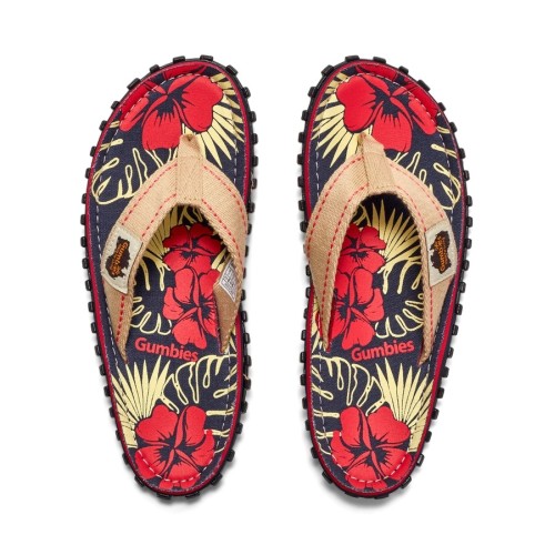 Gumbies Islander Flip-Flops - Denim Hibsiscus