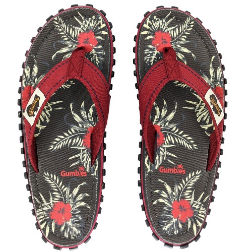 Gumbies Islander Flip-Flops - Grey Hibiscus