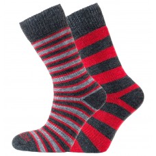 Horizon Merino Outdoor Sock 2 Pack – Stripes & Hoops Red/Charcoal